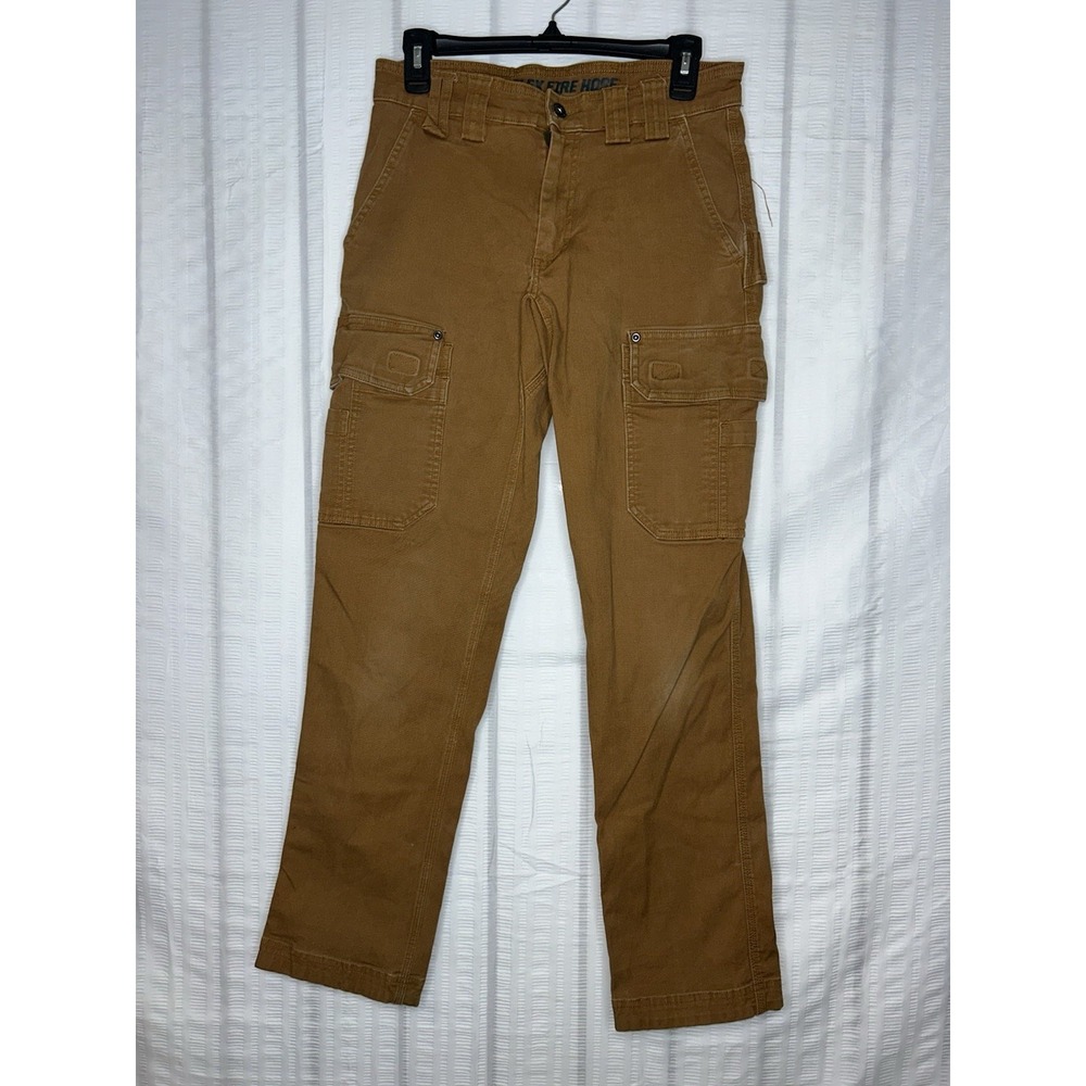 Duluth Trading Co Flex Fire Hose Pants Mens 30x32 Relaxed Fit Cargo Brown Stretc
